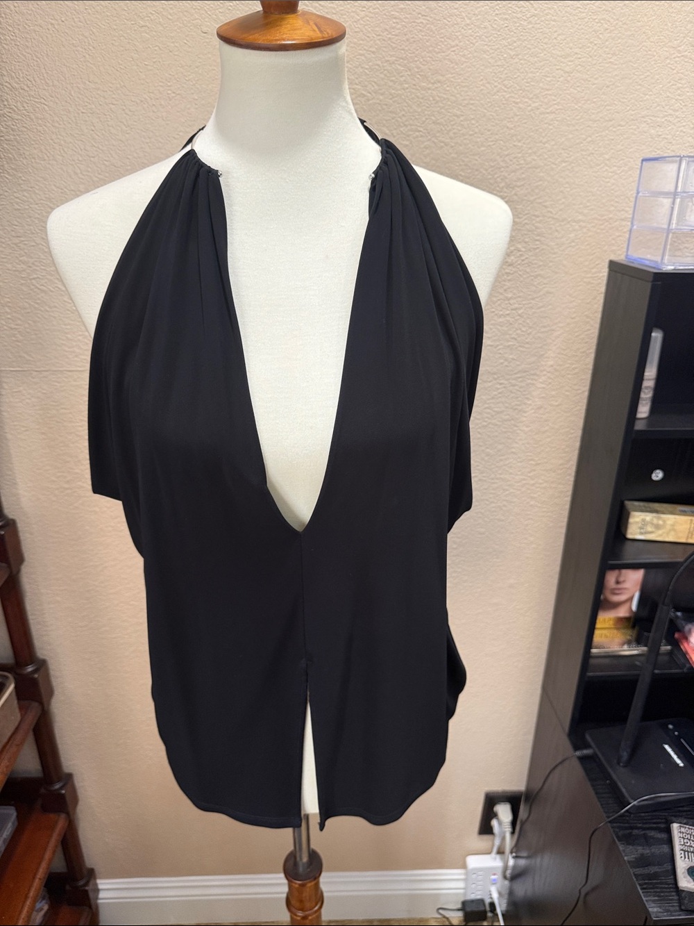 Plein Sud Black Halter Plunge Camisole